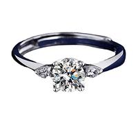 Generisch Mon et Tempérament Femme Micro Ensemble Zircon Bague Réglable -Anniversaire Réglable Petite amie Bague Double Anneaux pour Femmes, taille unique, Cuivre, Aucune pierre précieuse