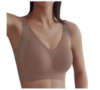 Generisch Mon panier Afficher Bandoulière confortable et transparente pour femme, sans fil, dos nu, sans éponge, avec bretelles convertibles bustier avec rembourrage, café, M