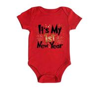 Generisch Mon premier vêtement de Nouvel An pour nouveau-né garçon fille Nouvel An Tenues Lettre imprimée Romper Combinaison Tenues Ensemble, rouge, 9-12 mois
