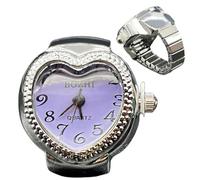 Generisch Montre à doigt - Bracelet élastique rond - Montre à quartz élégante - Taille unique - Montre extensible avec design cœur - Montre à quartz tendance pour homme et femme au quotidien, lilas