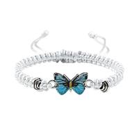 Generisch Montre-bracelet carte du monde pour adolescentes, cordon réglable, bracelets papillon pour femmes, bracelets papillon mignons, bracelet meilleurs amis pour 2 filles, taille unique, Corde en