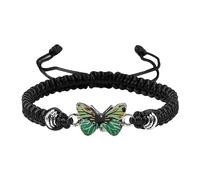 Generisch Montre-bracelet carte du monde pour adolescentes, cordon réglable, bracelets papillon pour femmes, bracelets papillon mignons, bracelet meilleurs amis pour 2 filles, taille unique, Corde en