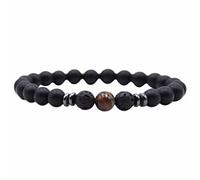 Generisch Montre pour homme et fille en cuir noir avec perles en cristal et perles, taille unique, Pierre naturelle, Pas de gemme