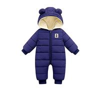 Generisch Moufles 7 ans Combinaison de neige bébé Duvet Outwear Combinaison Veste avec capuche doublée Garçons Barboteuse Manteau Chaud Garçon Manteau Veste Gant, Marine, 12-18 mois
