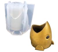 Generisch Moule à cache-pot en résine - Forme de tête de poisson - Moule en résine époxy - Moules en silicone pour pots de succulentes faits maison - Porte-stylo - Organisateur de bijoux