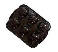Generisch Moule à gâteau en forme de tête de mort 3D en aluminium - 6 cavités - Pour bonbons, gommes de Noël, cuisine, Halloween