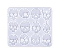 Generisch Moule en silicone - Crâne d'Halloween - Porte-clés avec trous - Moule réutilisable en silicone pour la fabrication de bijoux en résine - Bricolage - Décoration de fête - Accessoire de