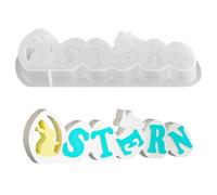 Generisch Moule en silicone pour Pâques - Pochoirs de bricolage pour lettres de lapin de Pâques - Moule en plâtre - Pour ornements en plâtre, art en résine, accessoires de salon, amis, fêtes de