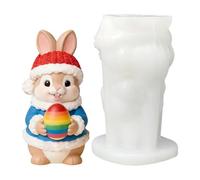 Generisch Moules de bougies de Pâques - Figurine de lapin 3D réutilisable - En plâtre - Pour décoration de la maison, moulage du savon, vacances, anniversaire, bureau, chambre, bureau, école