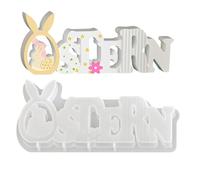 Generisch Moules de Pâques - Pochoirs de bricolage pour lettres de lapin de Pâques - Moules en résine époxy - Pour décoration de Pâques, décoration de plâtre, bricolage, maison, famille, amis