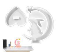 Generisch Moules en silicone, moule en résine, moule mignon de lune pour animaux, lapin, chat, artisanat, décoration murale époxy, décoration de la maison