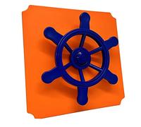 Generisch Moveandstic Plateau de jeu 40 x 40 cm orange avec volant de pirate bleu | Extension pour cadre d'escalade Move and Stic | Résistant aux UV | TÜV/GS & EN71 | Intérieur et extérieur
