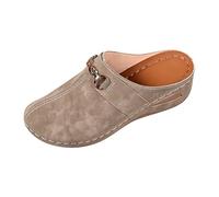 Generisch Mules fermées en cuir avec semelle intérieure pour femme | Chaussons de jardin imperméables - Chaussures orthopédiques confortables - Chaussures ouvertes à l'arrière - Pantoufles