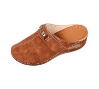 Generisch Mules fermées en cuir avec semelle intérieure pour femme | Chaussons de jardin imperméables - Chaussures orthopédiques confortables - Chaussures ouvertes à l'arrière - Pantoufles