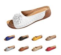 Generisch Mules pour femme avec semelle plantaire, pantoufles pour femme - Sandales d'été pour l'intérieur et l'extérieur - Sandales de plage hautes - Sandales compensées - Chaussures de marche pour