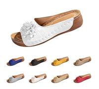 Generisch Mules pour femme avec semelle plantaire, pantoufles pour femme - Sandales d'été pour l'intérieur et l'extérieur - Sandales de plage hautes - Sandales compensées - Chaussures de marche pour