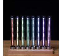 Generisch Music Rhythm Recognition Light, Sound Pickup Spectrum Lamp, Pickup Microphone Voice-Activated Rhythm Lamp, with 8 Nixie Tube, 41 Spectrum Display Modes, Wood Base, for Studio(Beige)