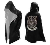 Generisch Mythos Cardigan nordique à capuche pour homme - Manteau imprimé 3D classique avec poches - Veste de motard - Printemps médiéval - Sweatshirt Viking Vintage Punk Cardigan - Manteau cool, #001