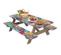 Generisch Nappe de camping, housse de banc, ensemble de 3 pièces de nappe