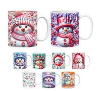 Generisch Natale - Tazze Caffè Ceramica Natale - Muffin Con Coperchio - 350 ml - Design 3D Pupazzo di Neve per Tè Cioccolata Compleanno Vacanze Ragazze, Tazzaa per le vacanze invernali