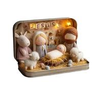 Generisch Nativity Set dans une boîte en étain | Décoration de Noël avec lumière LED | Décoration de table Birth of Jésus | pour Bookcase Bookshelf Display Cabinet Nightstand de chevet Fireplace