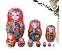 Generisch Nesting Dolls - Ensemble coloré, Construction en Bois Massif, Collection de Figurines empilables, Motif Artistique détaillé | pour Affichage de Table, Ornement, Cadeau culturel