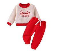 Generisch Noël enfant garçon fille manches longues lettre tops enfants tenue de Noël My First Christmas Outfit bébé, rouge, 18-24 mois