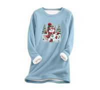 Generisch Noël Femmes UK Noël surdimensionné Noël Longline Fleece Sweatshirts à manches longues Hauts Femmes Hiver Chaud Confortable Pull Boucle d'oreille Cristal, bleu ciel, M