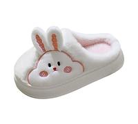 generisch Noir Femmes Chaussures Couple Femmes Fond Épais Coton Pantoufles et Hiver Maison Mignon Lapin Confortable Chaud Fond Doux Pantoufles Antidérapantes Chaussures Femmes, Blanc., 37 EU