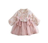 Generisch Noir Fille 152 Toddler Enfants Bébé Enfants Robes de fée pour le Nouvel An Chinois Doublure Polaire Robes Chaudes Broderie Costume Tang avec Sac Performance Costumes Bébé Fille Mois, Rose