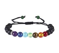 Generisch Noir Perles Bijoux sept veines pour hommes femmes perles de de de colorée Bracelet élastique en naturelle En Inoxydable Connecté Anneaux (B, One Size)
