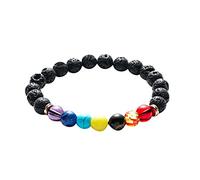 Generisch Noir Perles Bijoux sept veines pour hommes femmes perles de de de colorée Bracelet élastique en naturelle En Inoxydable Connecté Anneaux (I, One Size)