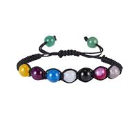 Generisch Noir Perles Bijoux sept veines pour hommes femmes perles de de de colorée Bracelet élastique en naturelle En Inoxydable Connecté Anneaux (J, One Size)