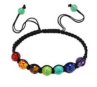Generisch Noir Perles Bijoux sept veines pour hommes femmes perles de de de colorée Bracelet élastique en naturelle En Inoxydable Connecté Anneaux (A, One Size)