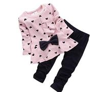 Generisch Nouveau bébé avec motif cœur imprimé arc 2 pièces T-shirt + pantalon PK/110 un ensemble bébé fille, Rose, taille unique