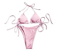 Generisch Nouveau maillot de bain sexy uni à rayures trois pièces pour femme, Rose, M