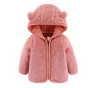 Generisch Nouveau-né Bébé Fille Garçon Veste Oreilles d'ours Vêtements d'extérieur à capuche Fermeture éclair Manteau d'hiver chaud en polaire, Rose, 12-18 mois