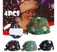 Generisch Nouveau-né Casquettes à Oreilles Debout Infirmière Protection Imprimé Casquettes Yashmak Réglable Loisirs Femmes-Noël-4PC Casquettes de Baseball Casquette Femme Noir, multicolore, taille