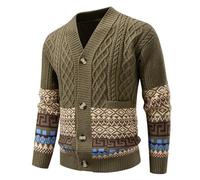 Generisch Nouveauté d'hiver Pull en tricot marqueterie tendance pour homme avec devant ouvert Matériau doux à porter chaud Design décontracté idéal pour les jours plus frais, vert, L