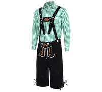 Generisch Nouveaux vêtements traditionnels allemands Oktoberfest, chemise à carreaux, costume à bretelles de bière pour hommes, chemise et pantalon de bière d'Halloween, robes gothiques pour femmes