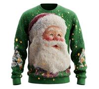 Generisch Nouvelle collection de Noël Pull tricoté côtelé pour homme sans capuche Doux et respirant avec des designs festifs Idéal pour les vacances et les cadeaux, A2-vert., XXL