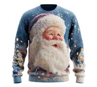 Generisch Nouvelle collection de Noël Pull tricoté côtelé pour homme sans capuche Doux et respirant avec des designs festifs Idéal pour les vacances et les cadeaux, A2-bleu., XXL