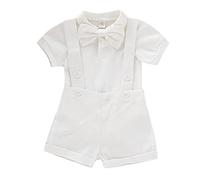 Generisch Nœud papillon à manches courtes en coton pour bébé fille (blanc, 3-6 mois)