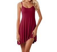 Generisch Nuisette longue pour femme avec bonnet de poitrine, Bordeaux, M