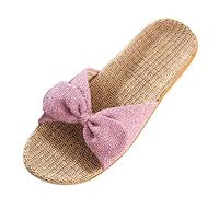 generisch O Chaussures d'été 38 pour femme - Antidérapantes - Couleur lin - Pantoufles plates confortables - Chaussures S - Bottines pour femme, lilas, 39 EU