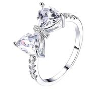 Generisch O Rings Assortiment de grandes bagues en zircon avec nœud - Bijoux exquis et brillants - Convient pour toutes les occasions - Bague élégante pour femme (WH1, D)
