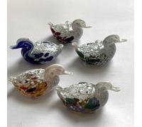 Generisch Oberstdorfer Glashütte Lot de 5 canards en verre à suspendre ou à poser, soufflés à la bouche, faits à la main, hauteur : env. 3 cm, longueur : env. 4 cm