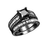 Generisch Ohrring Ringe 2 in 1 Womens Classic Black Ring Verlobung Der Ringe Rot (Black, 12)