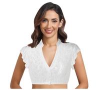 Generisch Oktoberfest - 1 pièce - Lingerie à armatures - Gilet en dentelle pour femme - Élégant chemisier Dirndl noir - Chemisier en dentelle pour fête de la bière - Lingerie, Blanc., M