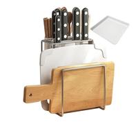 Generisch Organisateur de planche à découper - Plan de travail de cuisine - Organiseur de planche à découper - Couvercle en acier inoxydable - Support pour armoire, maison, appartement, comptoir